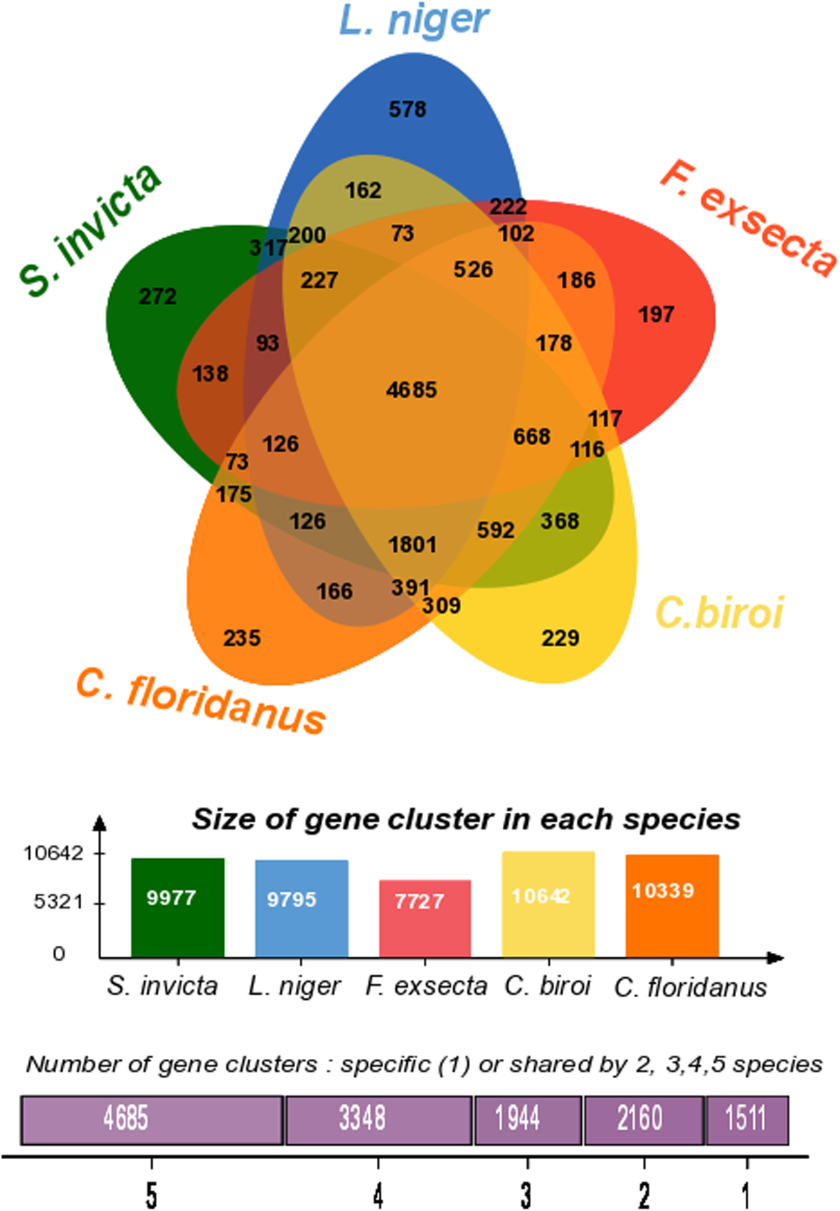 Venn diagram showing the distribution of gene families